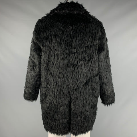 REPRESENT Size L Black Textured Modacrylic Blend Notch Lapel Coat