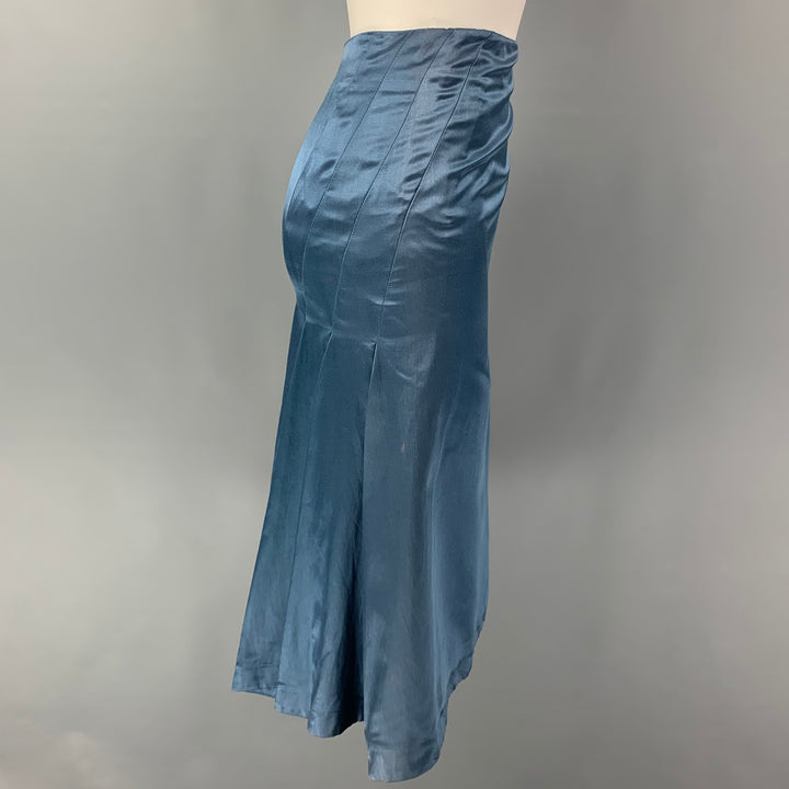 ALEXANDER MCQUEEN Size 2 Blue Silk Cotton Pleated Skirt