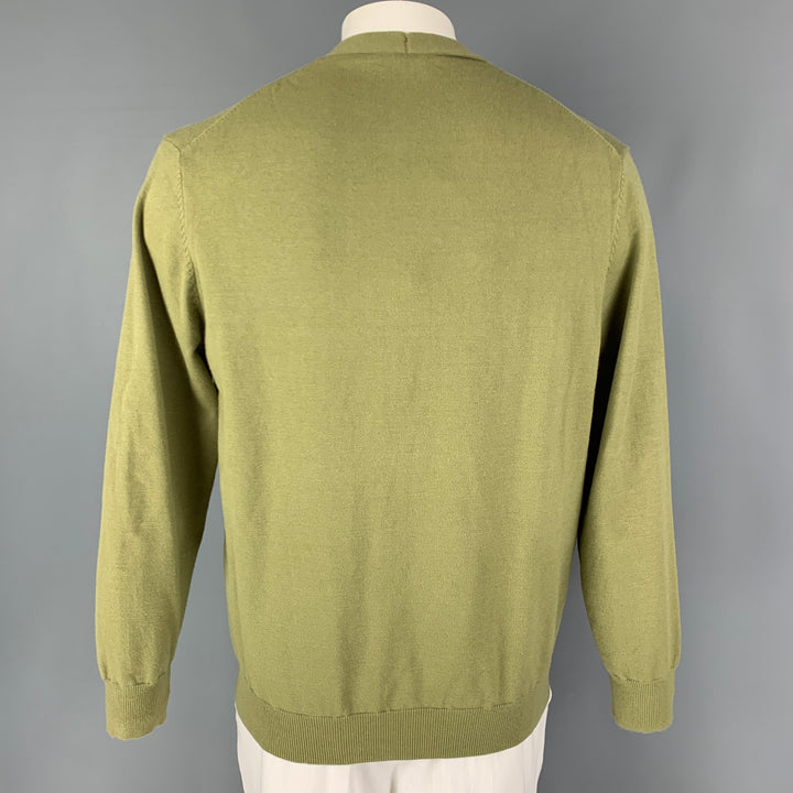 KITON Size L Green Cashmere / Silk V-Neck Cardigan