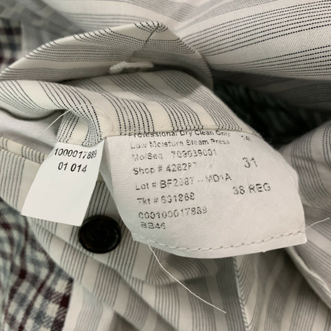 BLACK FLEECE Size 38 Burgundy Grey Cream Checkered Wool Blend 31  Suit