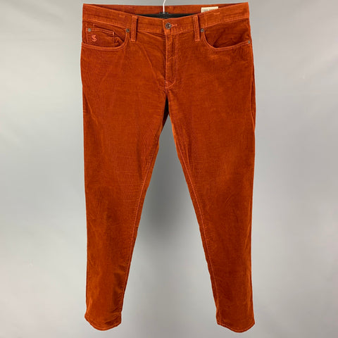 TODD SNYDER Size 34 Rust Corduroy Cotton Jean Cut Casual Pants