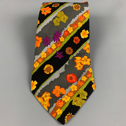YVES SAINT LAURENT Multi-Color Floral Silk Tie
