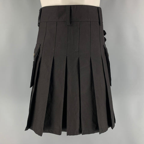 SCOTTISH HIGHLANDS Size 38 Black Pleated Cotton Wrap Around Kilts & Skirts
