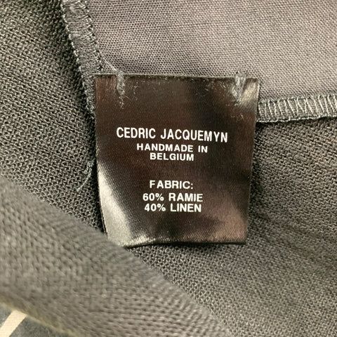 CEDRIC JACQUEMYN Size 36 Black White Stripe Ramie Linen Vest