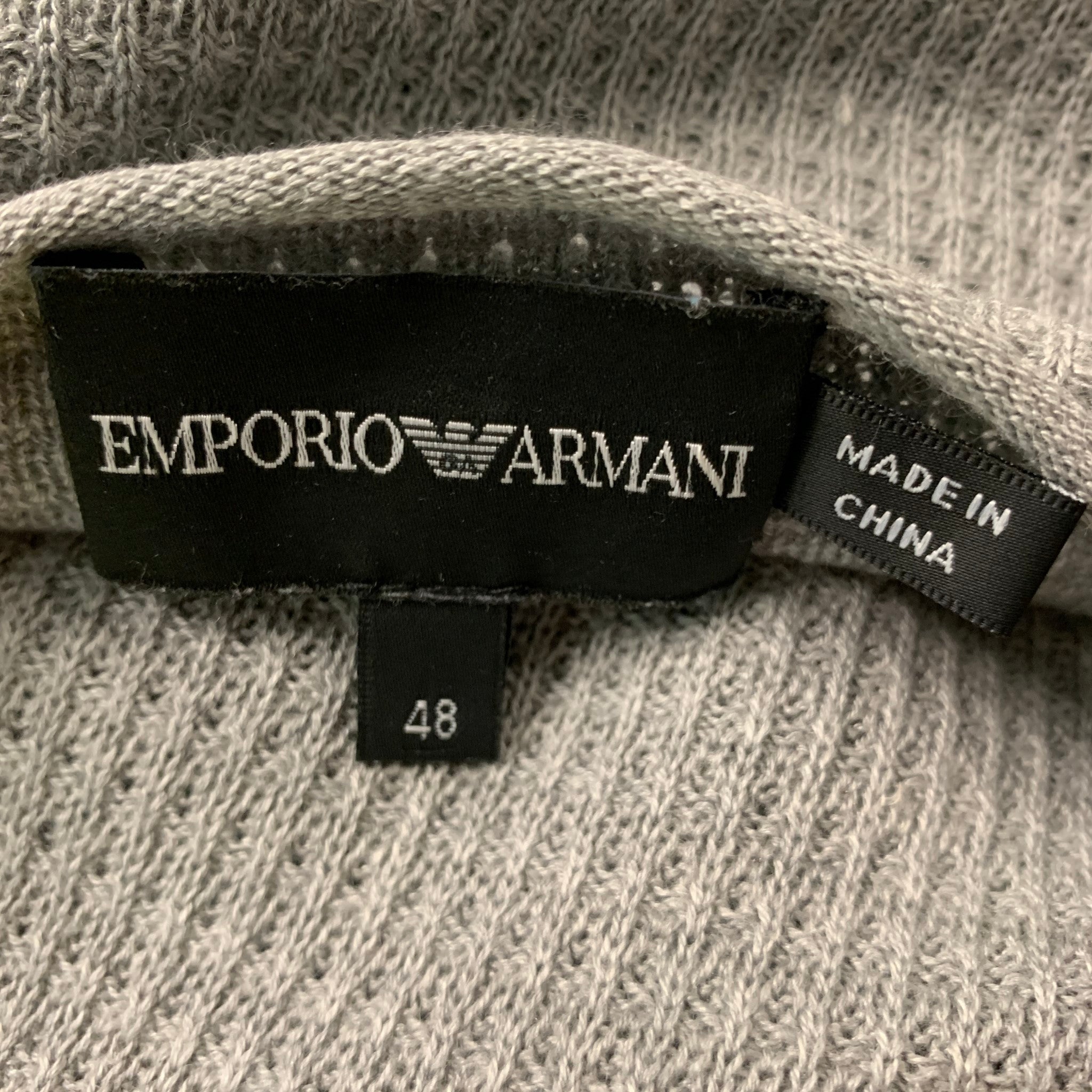 EMPORIO ARMANI Size S Gray Waffle Knit Wool Blend Raglan Pullover