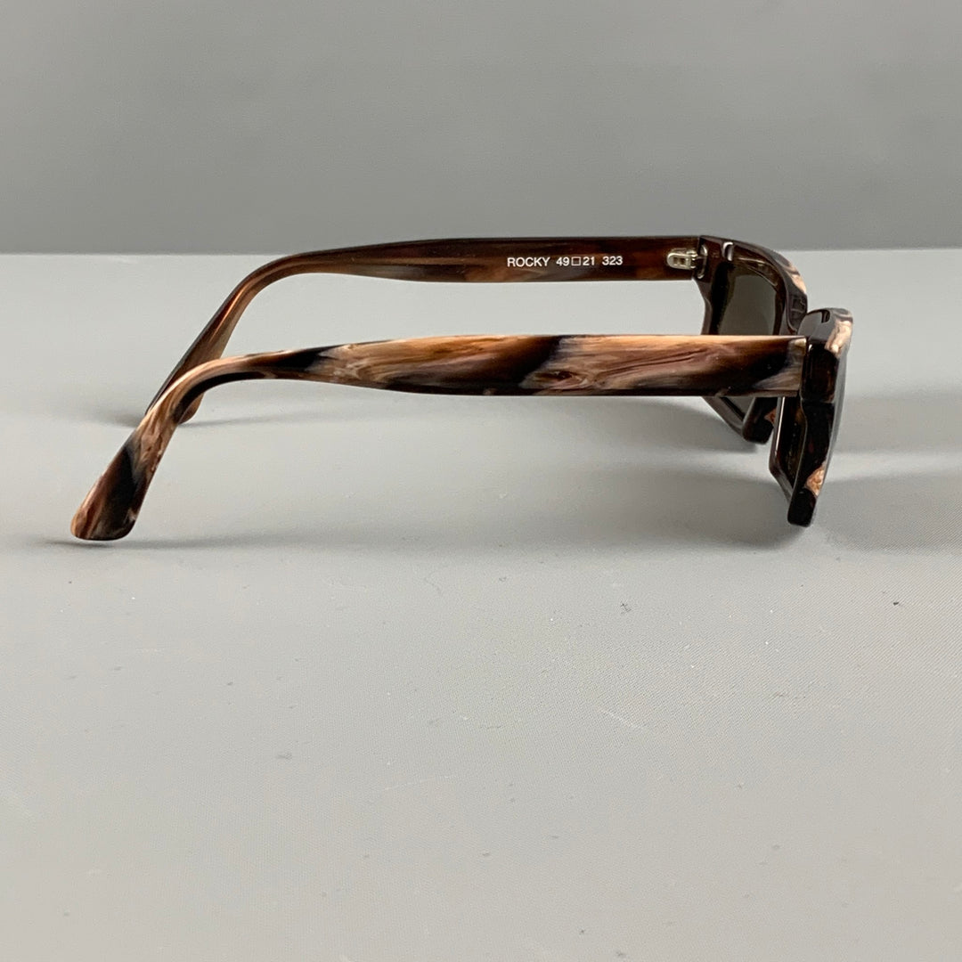 HARRY LARRY'S PARIS Brown Marbled Acetate Sunglasses