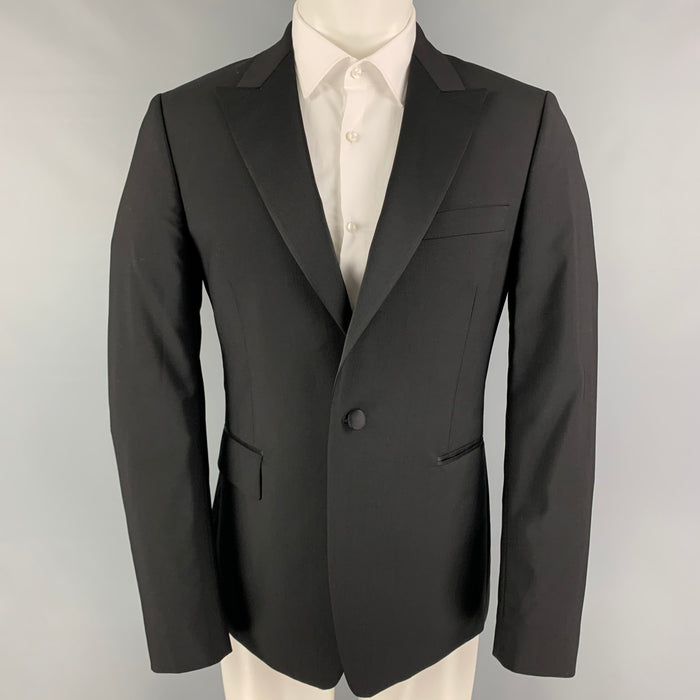 PAUL SMITH Size 40 Black Wool Mohair Tuxedo Sport Coat