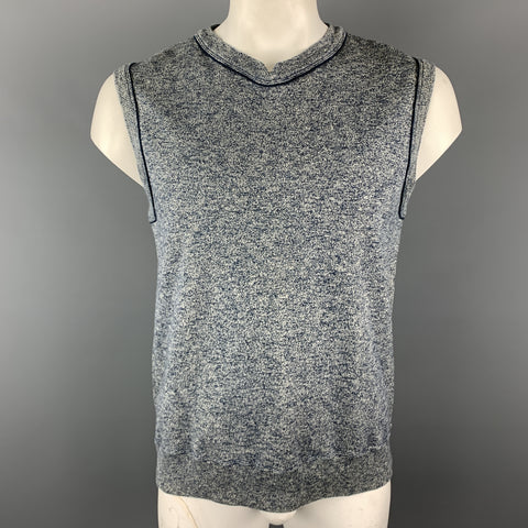 45rpm Size M Gray & Navy Heather Cotton Jersey V-Neck Vest