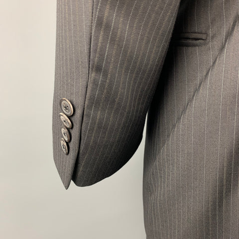 EMPORIO ARMANI Size 42 Regular Black Stripe Wool Notch Lapel Suit