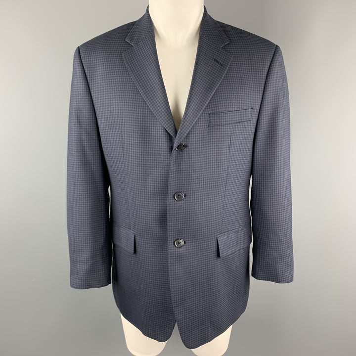 MICHAEL by MICHAEL KORS Size 40 Navy Checkered Short Wool Blend Sport Coat