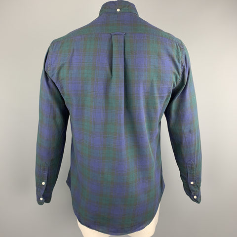 GITMAN VINTAGE Size M Green & Navy Plaid Cotton Button Down Long Sleeve Shirt