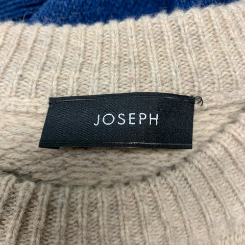 JOSEPH Size M Grey Blue Fair Isle Wool Crew-Neck Sweater