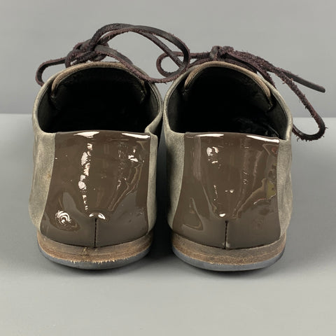 MARSELL Talla 7 Zapatos planos con cordones de charol de ante color topo
