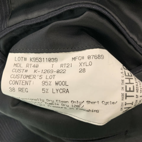 THEORY Size 40 Black Grey Pinstripe Wool Lycra Single breasted 34 Suit