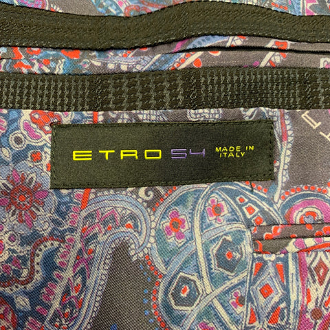 ETRO Size 44 Navy Plaid Wool / Silk Notch Lapel Sport Coat