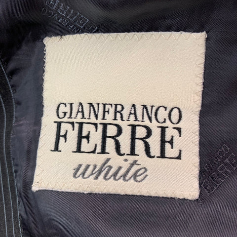 GIANFRANCO FERRE Talla 38 Abrigo deportivo de mezcla de lana a rayas azul claro negro