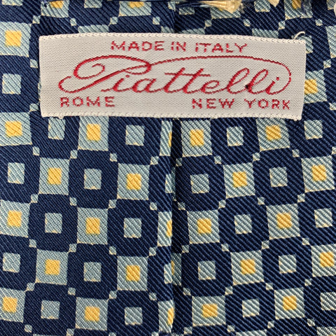 PIATTELLI Blue &  Yellow Checkered Silk Tie