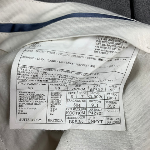 SUIT SUPPLY Size 30 Gray Wool Dress Pants