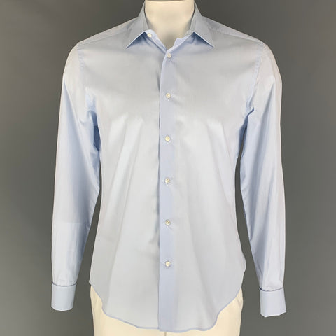 LOUIS VUITTON Size L Light Blue Print Cotton Fitted Long Sleeve Shirt