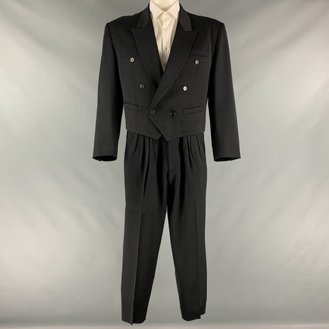KENZO Size L Black Wool Cropped Suit