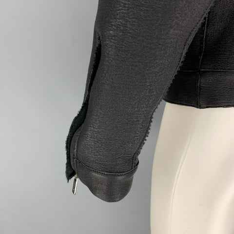 CALVIN KLEIN COLLECTION Size 38 Black Leather Motorcycle Jacket