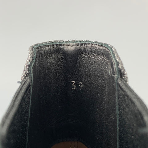 DRIES VAN NOTEN Size 9 Black Glittered Leather Boots