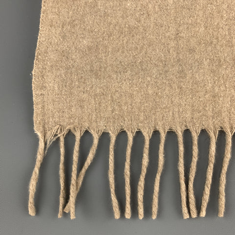 AMICALE Tan Cashmere Fringe Scarf
