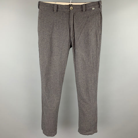 BSBEE Size 34 Gray & Navy Houndstooth Wool / Polyester Zip Fly Dress Pants