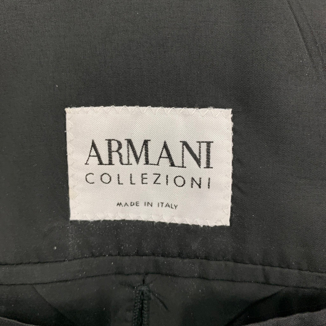 ARMANI COLLEZIONI Talla 40 Abrigo deportivo de lana a cuadros negro carbón