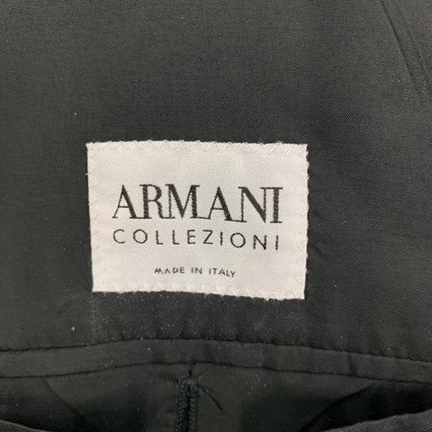 ARMANI COLLEZIONI Size 40 Charcoal Black Plaid Wool Sport Coat