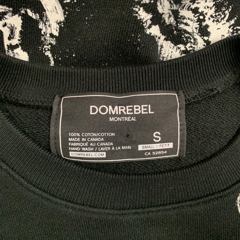 DOMREBEL Size S Black & White Graphic Cotton Crew-Neck Sweatshirt