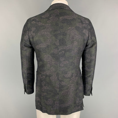 PINOLERARIO Talla 38 Abrigo deportivo con solapa de muesca de algodón y lino color carbón