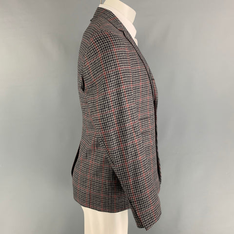 BLACK FLEECE Size M Grey Red Charcoal Houndstooth Cashmere Sport Coat