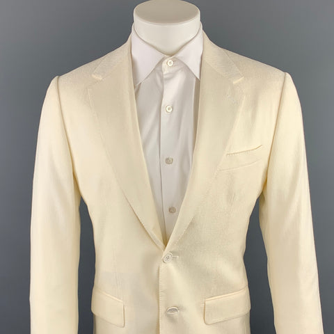 DOLCE & GABBANA Size 38 Regular Cream Textured Wool Sport Coat