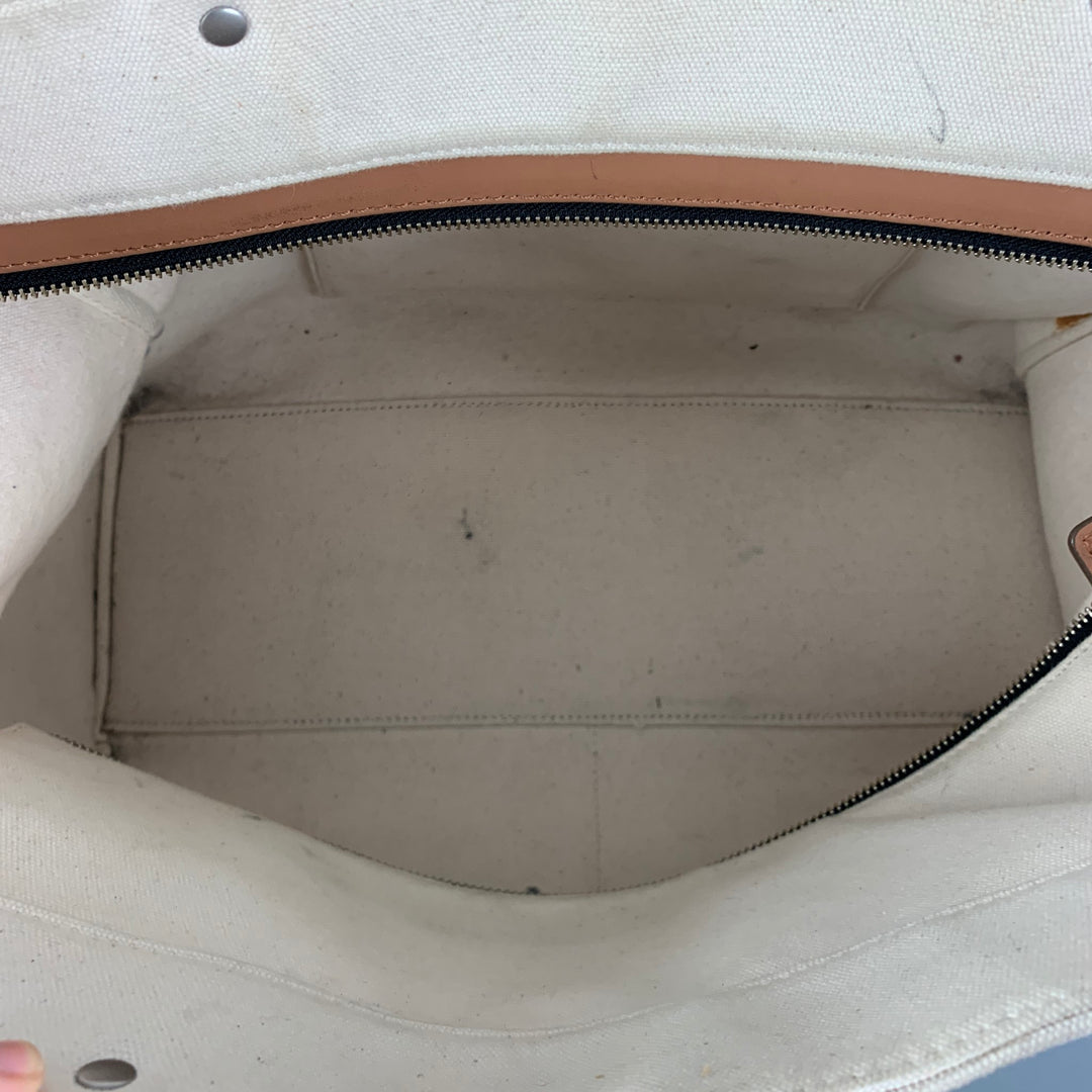 JACK SPADE Cream Navy Color Block Canvas Coated Tote Bags