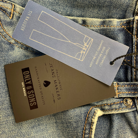 ONLY & SONS Size 28 Blue Wash Cotton Regular Button Fly Jeans