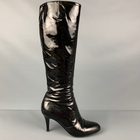 SERGIO ROSSI Talla 6.5 Botas de charol negro