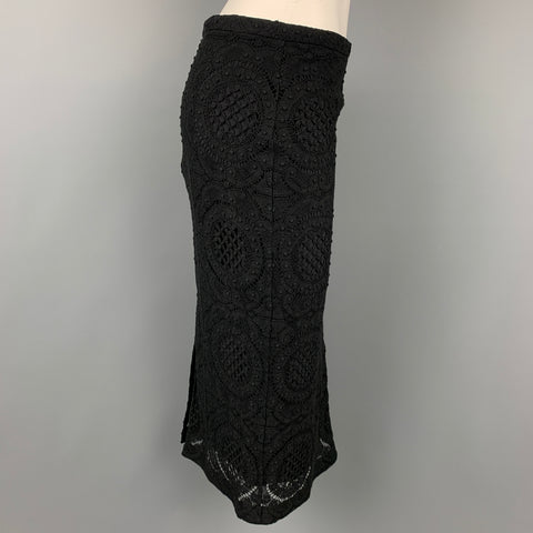 BURBERRY PRORSUM Taille 6 Jupe crayon en coton tricoté / nylon noir