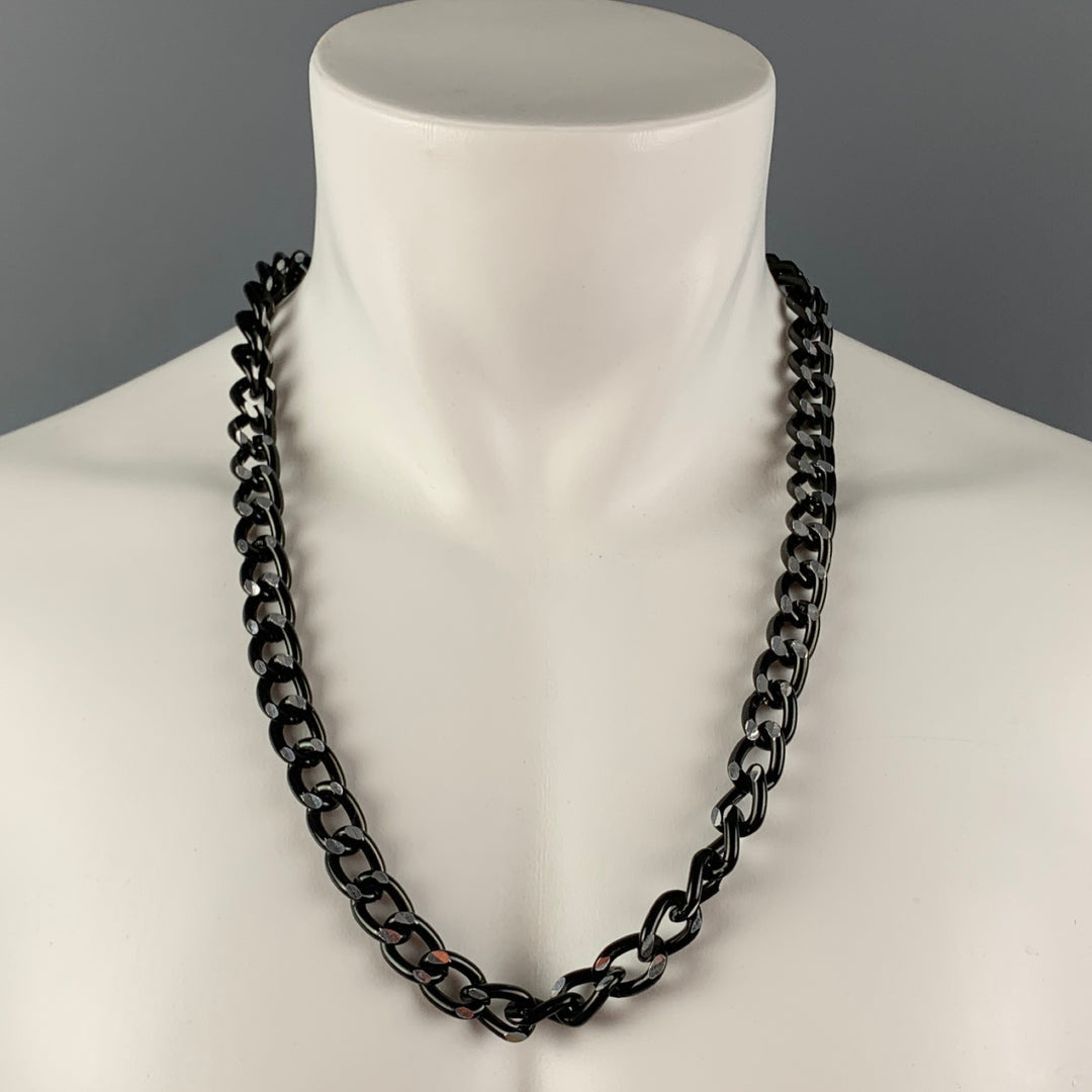 VINTAGE Black Chain Link Metal Necklace