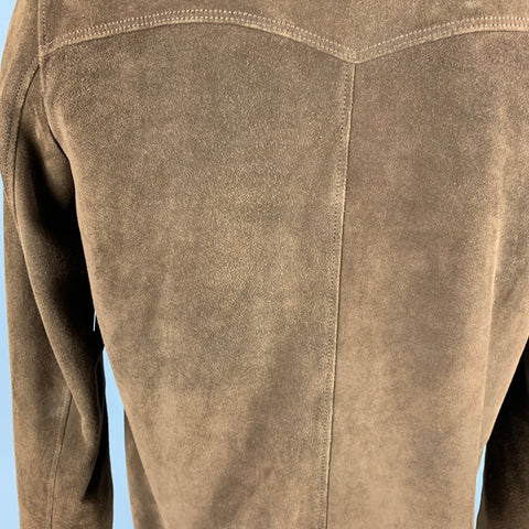 SAINT LAURENT Size 44 Brown Leather Epaulettes Jacket