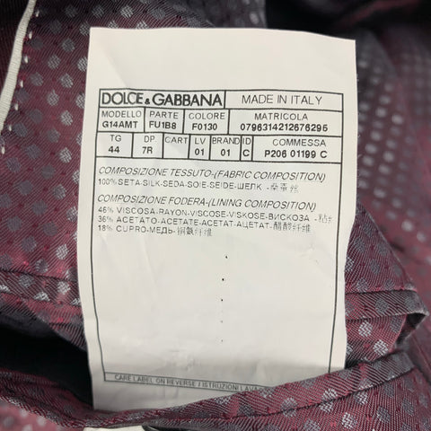 DOLCE & GABBANA Martini Size 34 Burgundy Silk Shawl Lapel Suit
