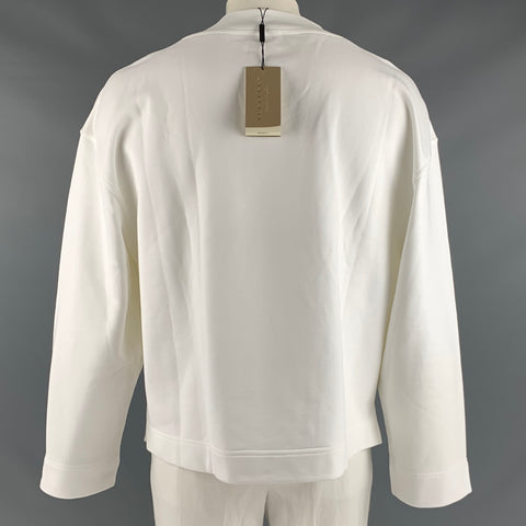 BURBERRY Talla XL Sudadera corta de algodón liso blanco