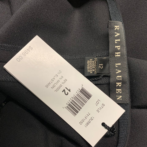 RALPH LAUREN BLACK LABEL Size 12 Black Wool Blend Solid Straight Dress Pants