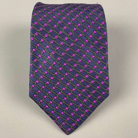 ETRO Navy Purple Dots Silk Tie