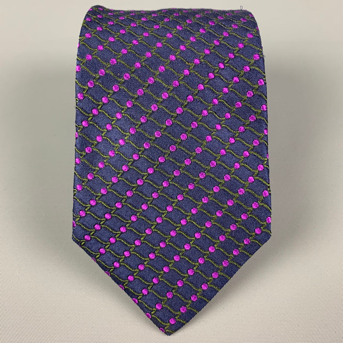 ETRO Navy Purple Dots Silk Tie