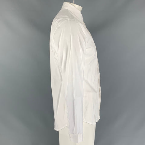 SANDRO PARIS Size M White Solid Cotton Pin Tuck Long Sleeve Shirt