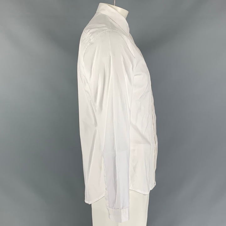 SANDRO PARIS Size M White Solid Cotton Pin Tuck Long Sleeve Shirt