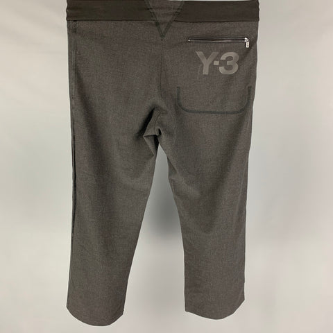 Y-3 Taille M Pantalon décontracté en mélange de polyester gris anthracite avec cordon de serrage