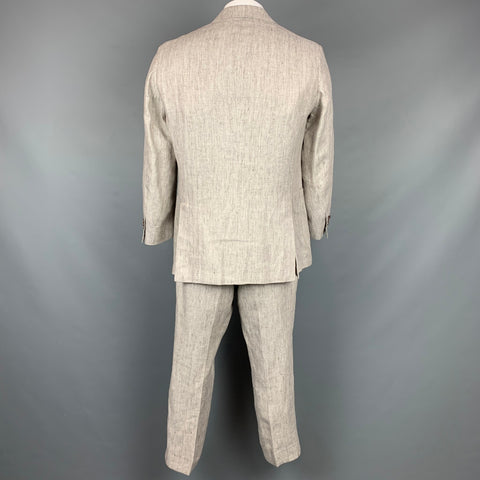 SUIT SUPPLY Size 44 Oatmeal Textured Linen Notch Lapel Suit