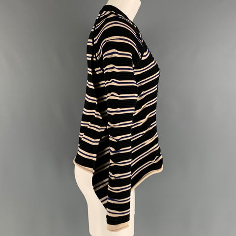 3.1 PHILLIP LIM Size S Navy Black Polyester Blend Stripe Pullover